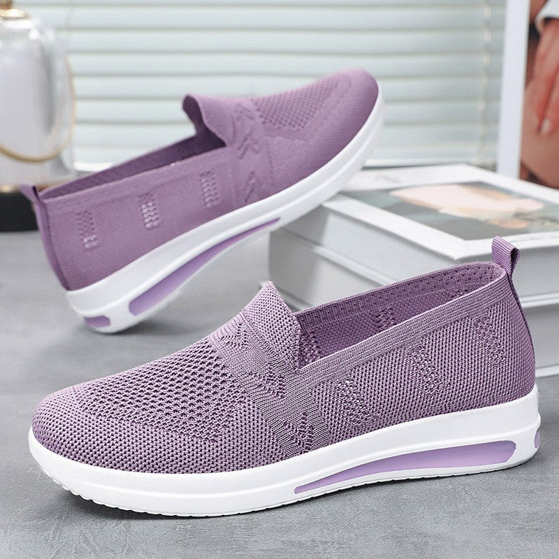 Damen Slip-On Sneakers mit atmungsaktivem Strickdesign und dämpfender Sohle R&B