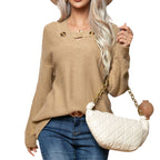 Damen Strickpullover mit modischem Knopfdesign R&B