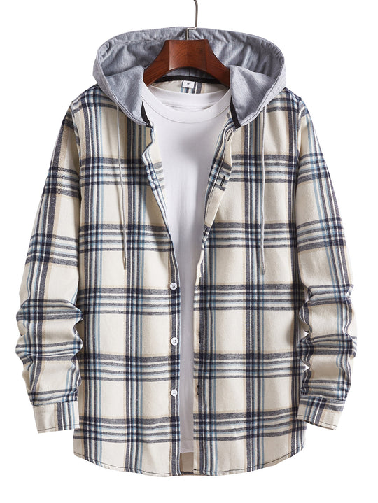 Herren Übergangsbluse mit Kapuze und kariertem Design R&B