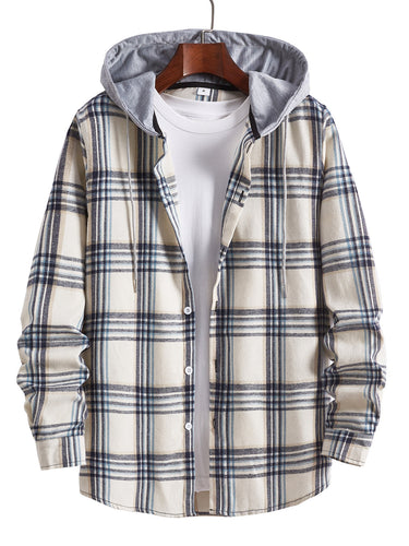 Herren Übergangsbluse mit Kapuze und kariertem Design R&B