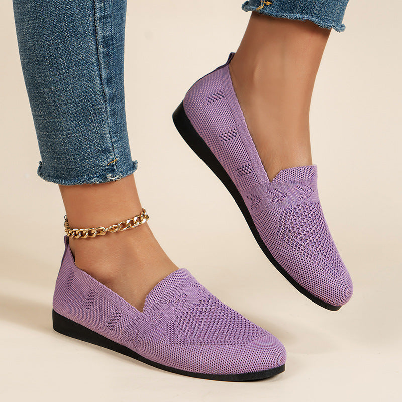 Damen Atmungsaktive Slip-On Sneakers mit flexiblem Strickdesign R&B