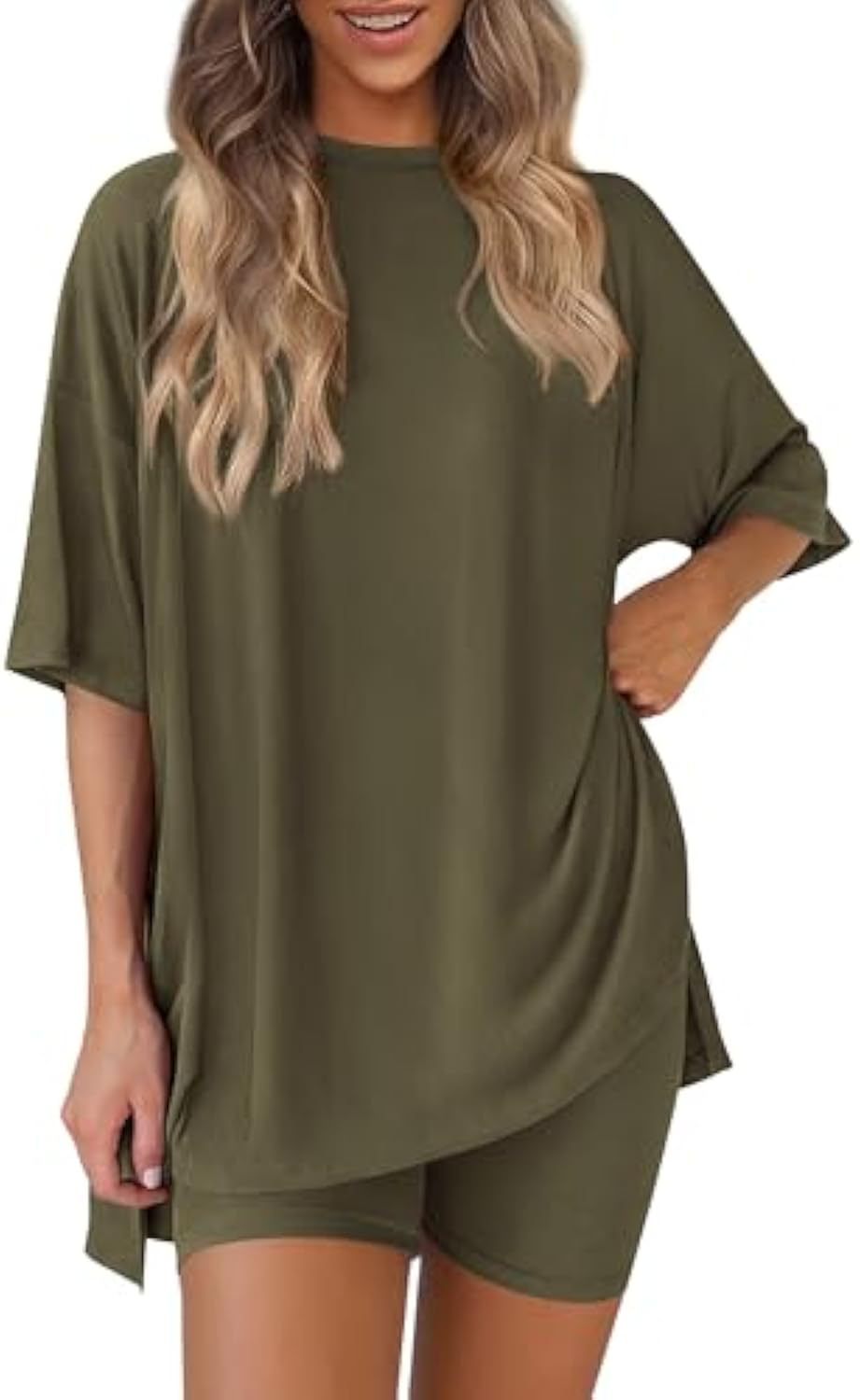 Damen lässiges Sport-T-Shirt mit Shorts im Set R&B