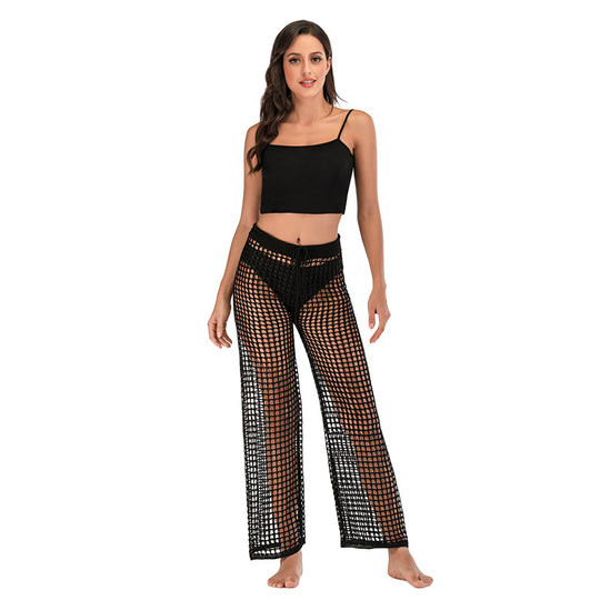 Damen Häkel Strandhose mit hoher Taille und weitem Schnitt R&B