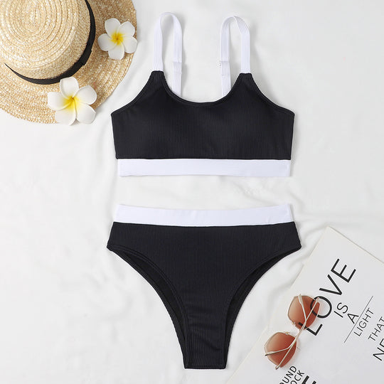 Damen Bikiniset mit raffiniertem Rippdesign und verstellbaren Trägern R&B