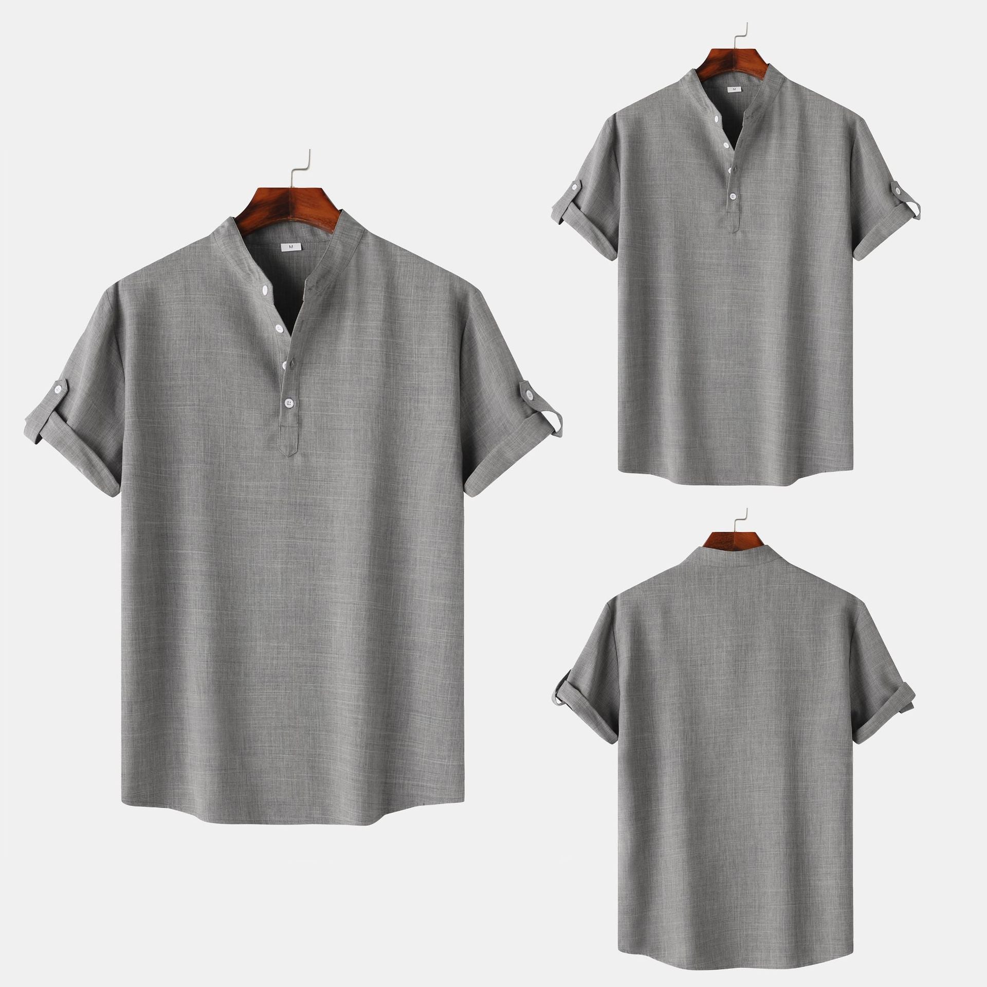 Herren Kurzarmhemd mit modernem Henley-Ausschnitt und entspannter Passform