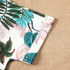 Damen Kurzarmbluse mit floralem Design und knotbarem Saum R&B