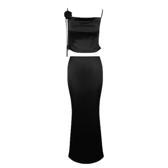 Damen elegantes zweites Etui-Kleid mit Rüschen und Trägern R&B