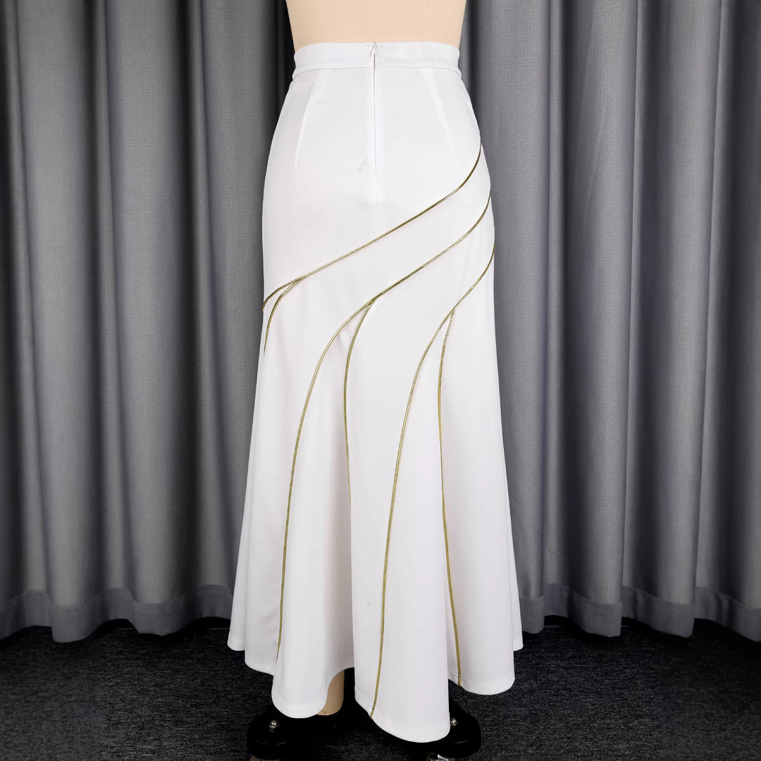 Damen eleganter Rock mit geschwungenen Ziernähten R&B