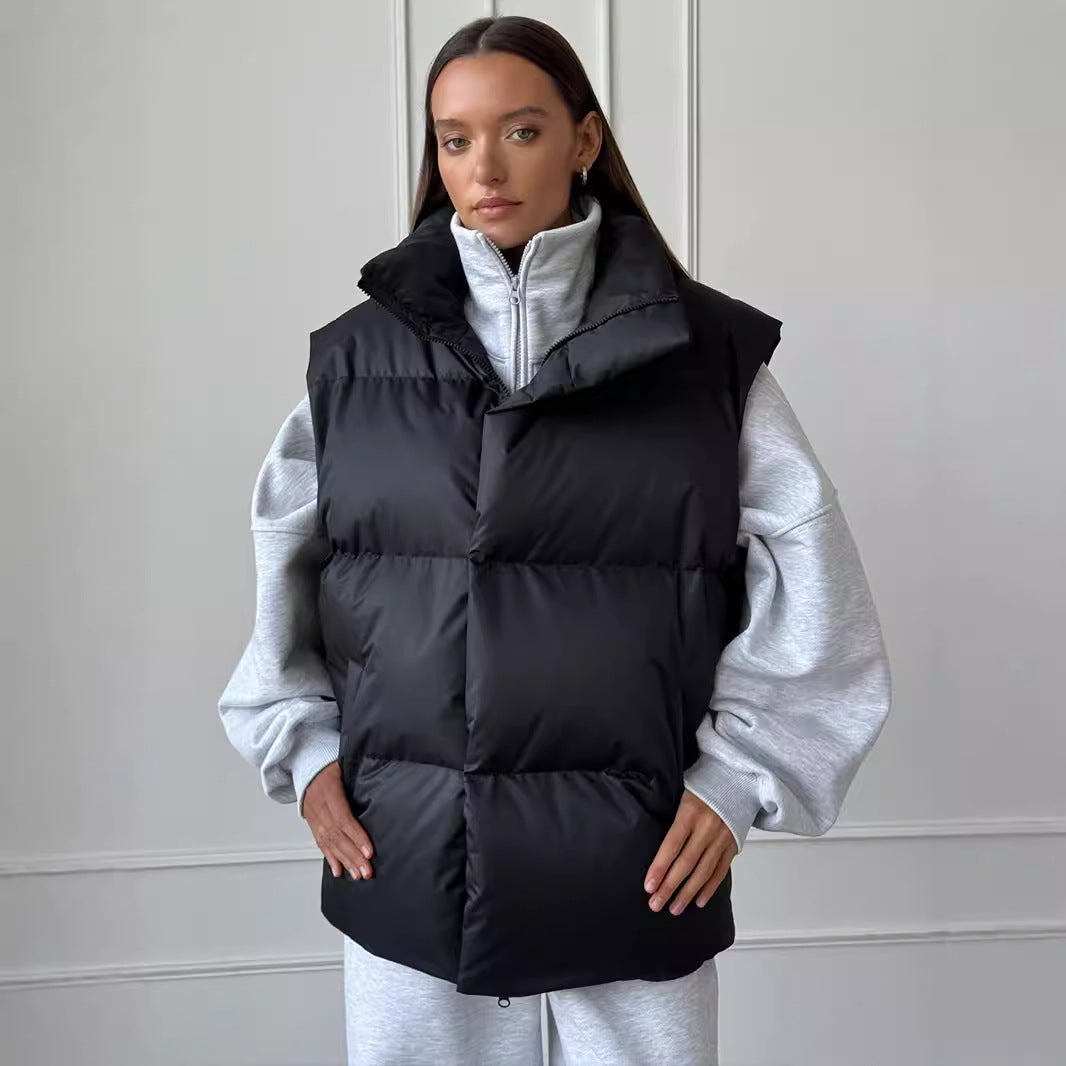 Damen Modische Steppweste mit hohem Kragen R&B