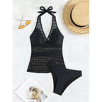 Damen Eleganter Badeanzug mit verziertem Spitzen-Überwurf R&B