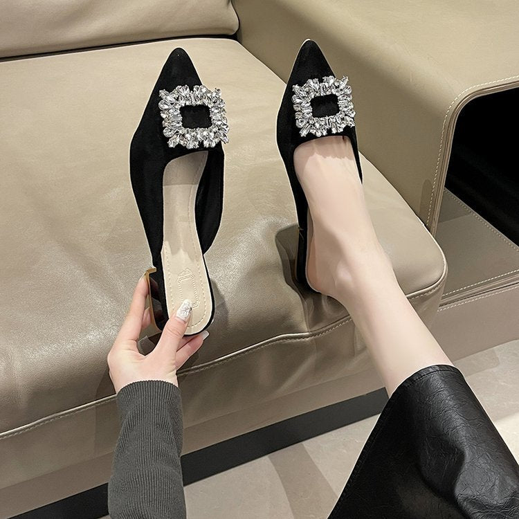 Damen elegante Slingback-Pumps mit Strassdetails