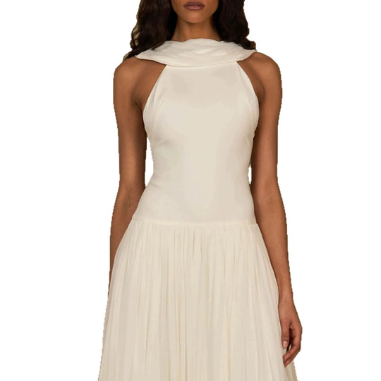 Damen Elegantes Midikleid mit schulterfreiem Design und fließendem Rock R&B