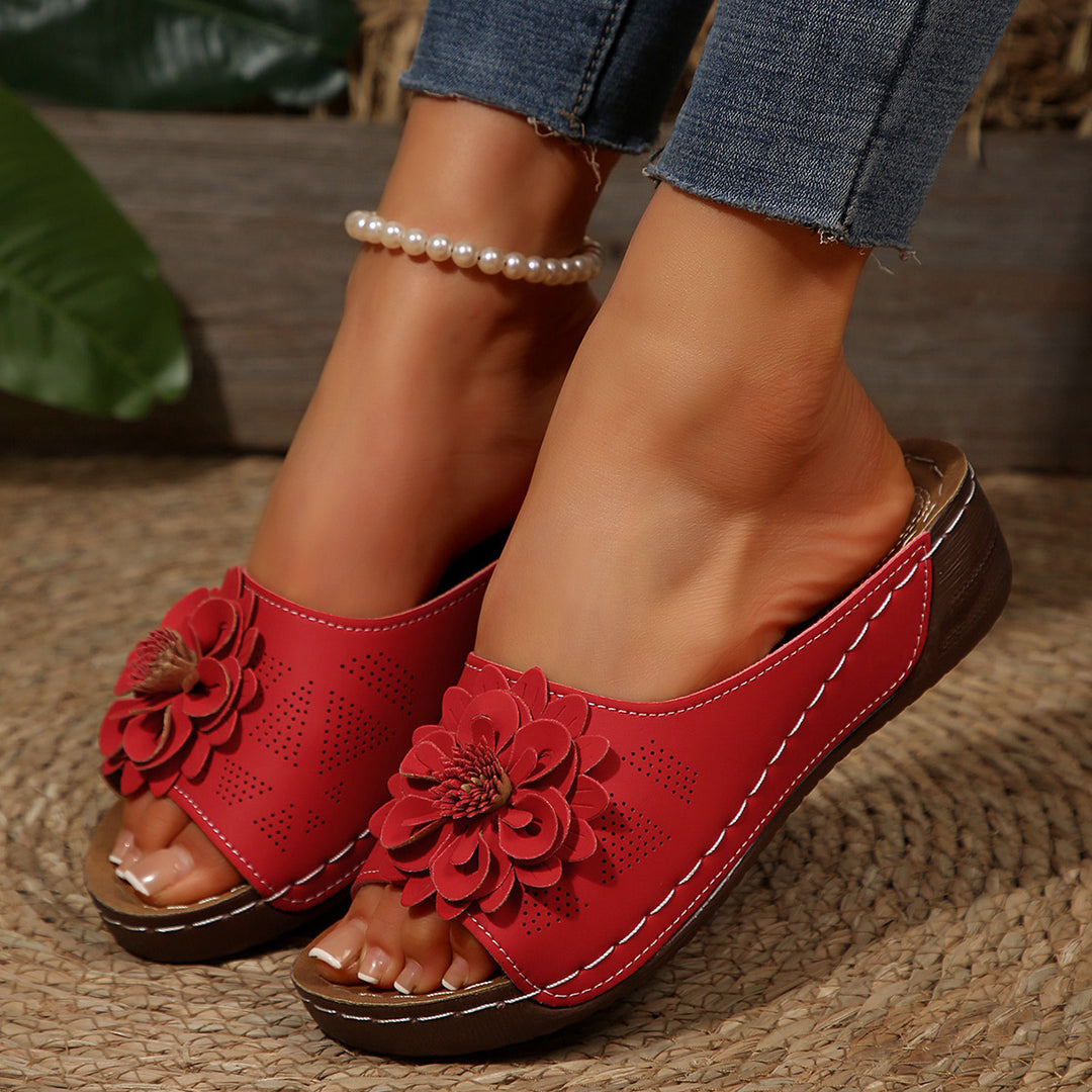 Damen bequeme Sandalen mit floralem Dekor und atmungsaktiver Lochstruktur R&B