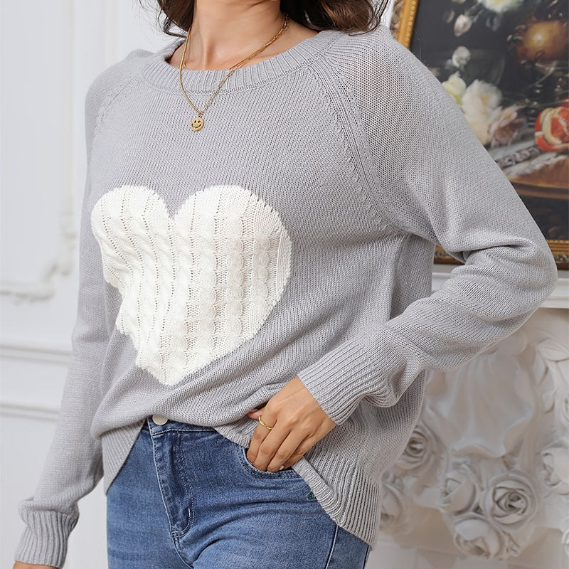 Damen Strickpullover mit Herzdesign und feiner Struktur R&B