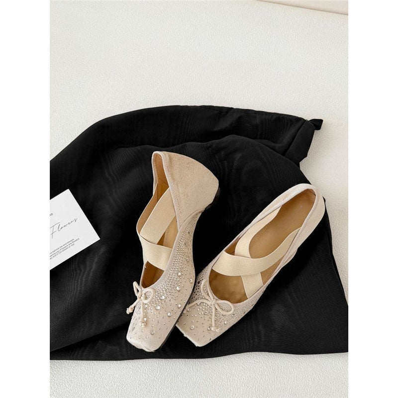 Damen Elegante Ballerina mit Strassverzierungen R&B