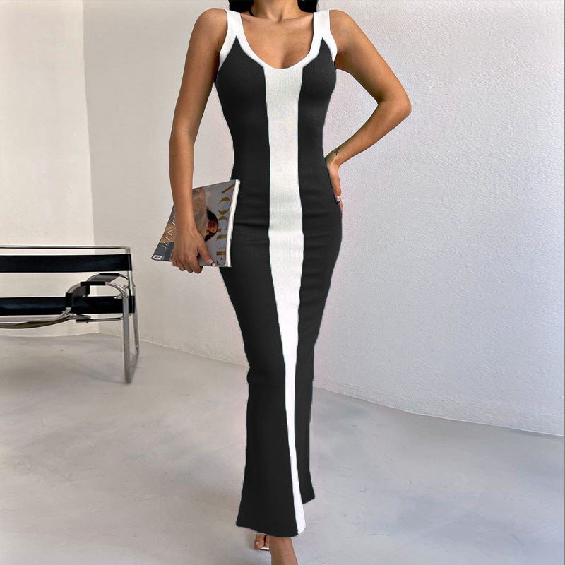 Damen figurbetontes Maxikleid mit grafischem Design R&B