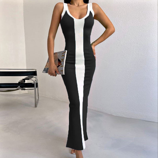 Damen figurbetontes Maxikleid mit grafischem Design R&B