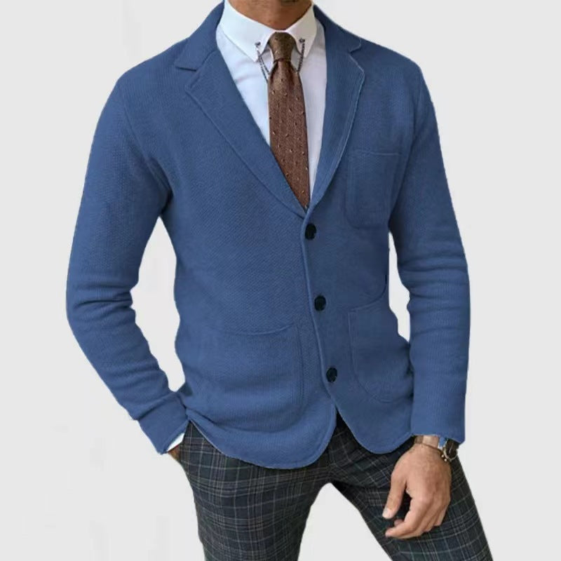 Herren Strickblazer mit Knopfleiste und praktischen Taschen R&B