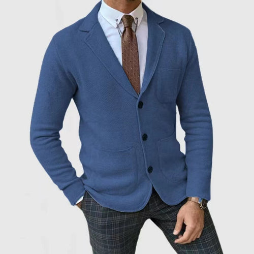 Herren Strickblazer mit Knopfleiste und praktischen Taschen R&B