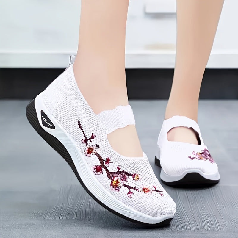Damen Bequeme Sneaker mit floralen Stickereien R&B