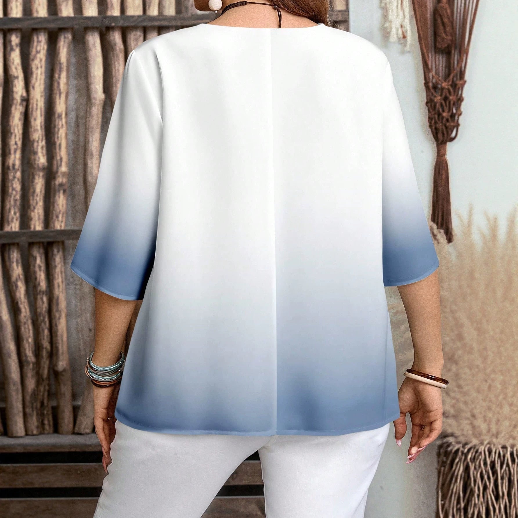 Damen Elegante Bluse mit floralem Design und Knopfleiste R&B