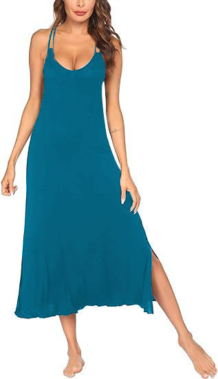 Damen Maxikleid mit eleganten Spaghettiträgern und lässigem Schnitt R&B