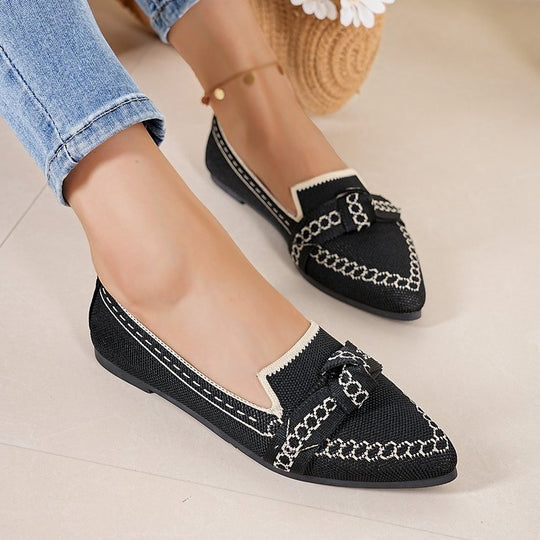 Damen elegante Slipper mit dekorativer Kettenapplikation R&B