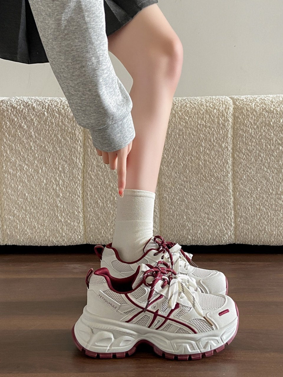Damen Sportliche Chunky Sneakers mit atmungsaktivem Mesh-Obermaterial und rutschfestem Profil R&B