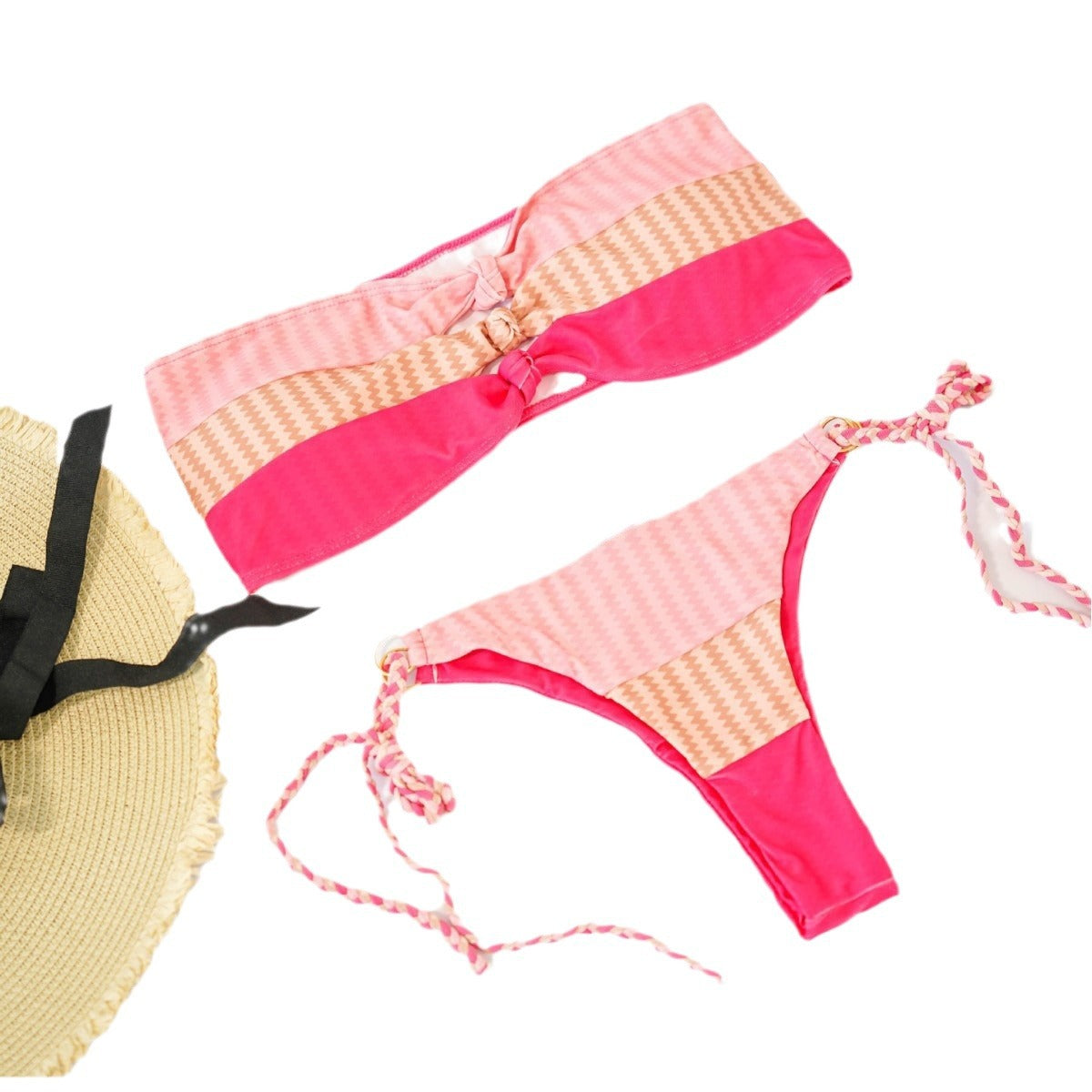 Damen Bandeau-Bikini mit raffinierten Knotendetails und verspieltem Design R&B