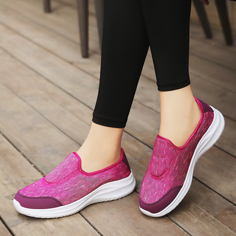 Damen nan eleganter Schlupfsneaker mit elastischen Zierbändern, atmungsaktiver Strickkonstruktion und gedämpfter Komfortlaufsohle R&B