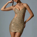 Damen Glitzerndes Cocktailkleid mit raffiniertem Cut-Out Design