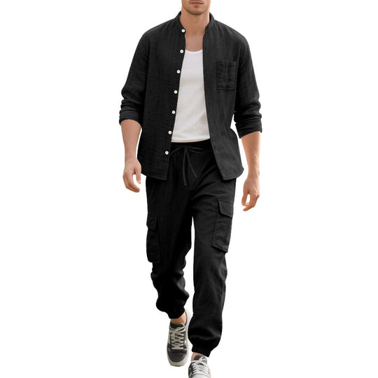 Herren lässiges Leinen-Set mit praktischen Taschen und atmungsaktiver Stoffqualität R&B
