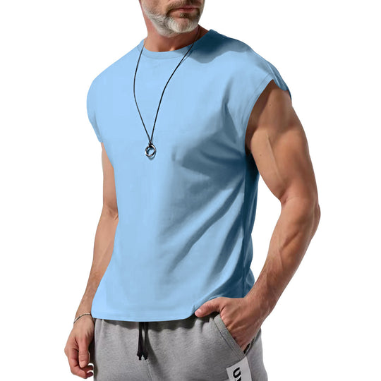 Herren schickes ärmelloses T-Shirt aus atmungsaktivem Baumwollmix R&B