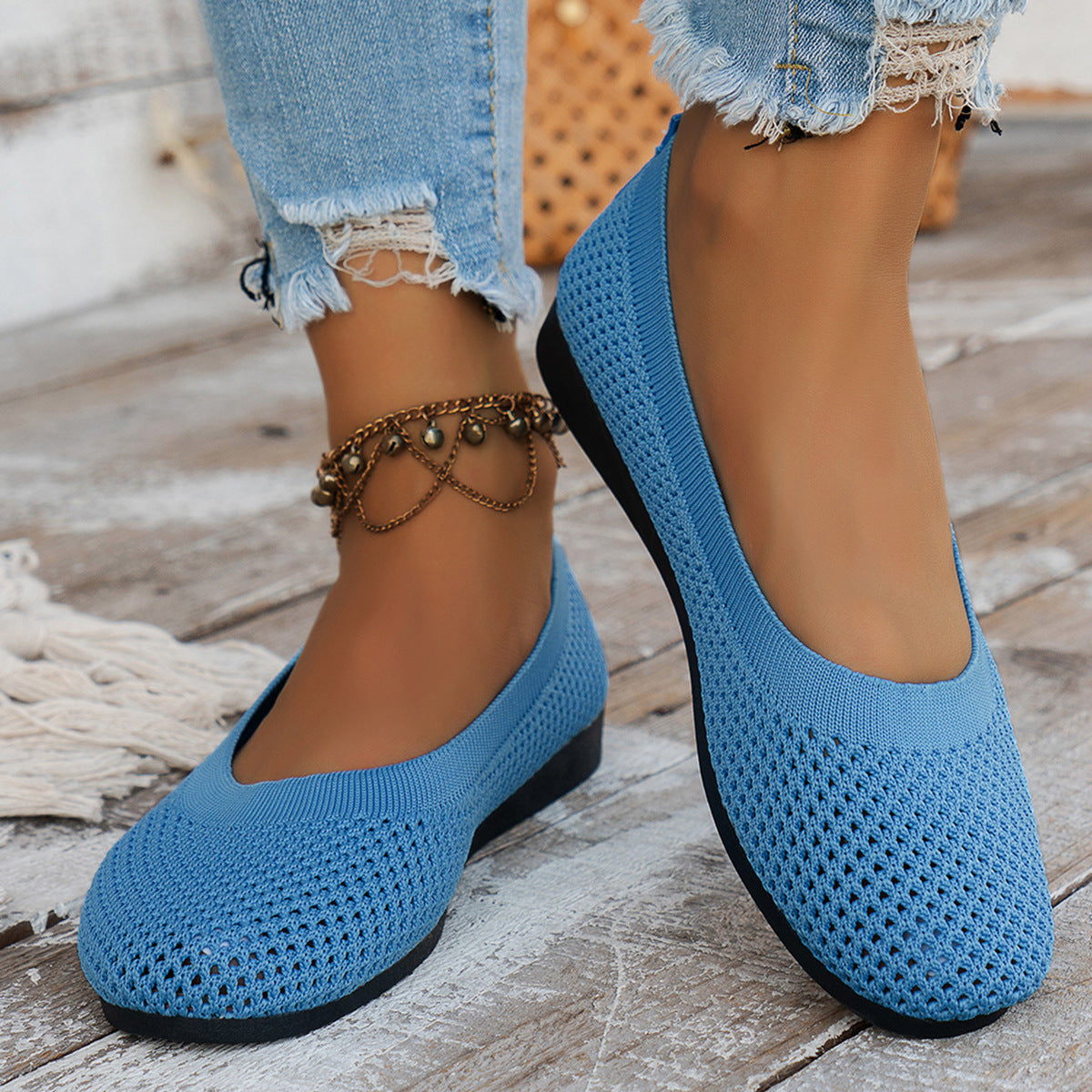 Damen bequeme Slipper aus atmungsaktivem Netzmaterial mit rutschfester Sohle R&B