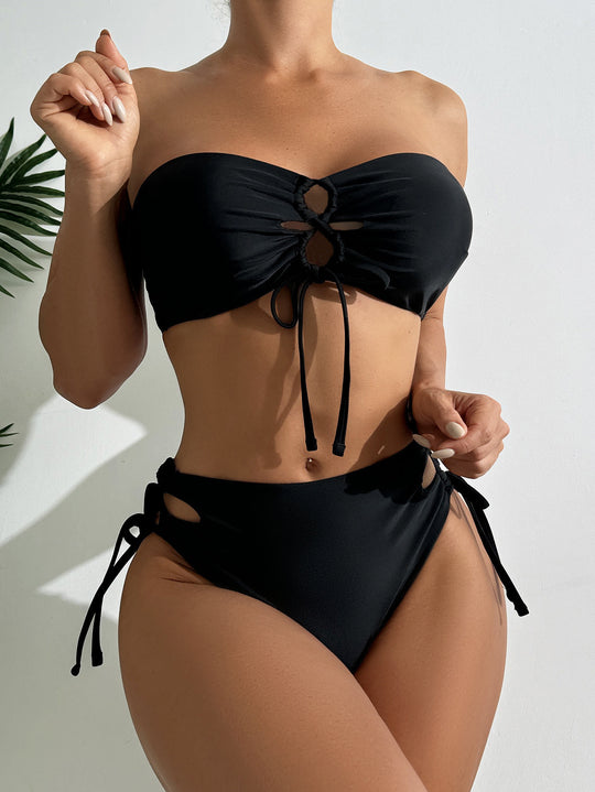 Damen Bandeau-Bikini mit raffinierten Schnürdetails R&B