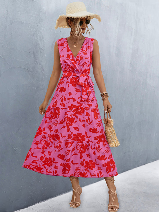 Damen Wickelkleid mit floralem Muster und eleganter Raffung R&B