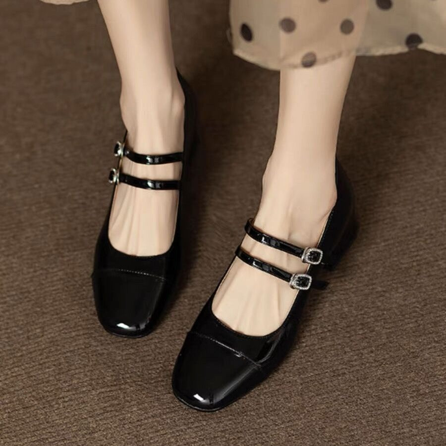 Damen Ballerina-Schuhe mit doppelt verstellbarem Riemchen und bequemer Sohle