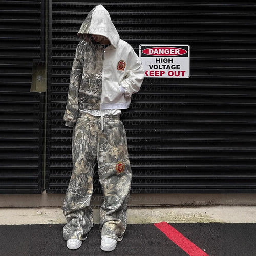 Damen Camouflage Jogginghose mit elastischem Bund und seitlichen Taschen R&B