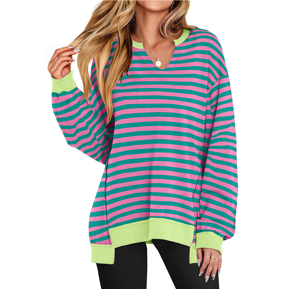Damen Lässiger pullover mit V-Ausschnitt und überschnittenen Ärmeln R&B