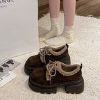 Damen Komfortable Sneakers mit flauschiger Kragen R&B