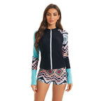 Damen Rashguard-Oberteil mit sportlichem Design und grafischem Print R&B