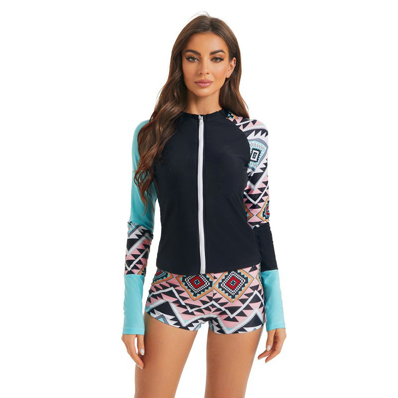 Damen Rashguard-Oberteil mit sportlichem Design und grafischem Print R&B