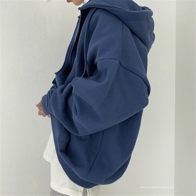 Damen oversized Kapuzenjacke aus weichem Fleece mit Kängurutasche R&B