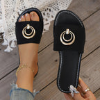 Damen Offene Pantoletten mit elegantem Ring-Detail R&B