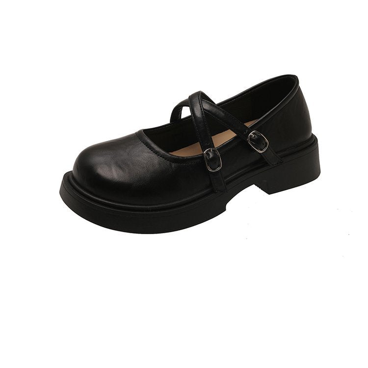Damen modische Mary Jane Ballerinas mit verstellbarem Riemen aus hochwertigem Leder R&B