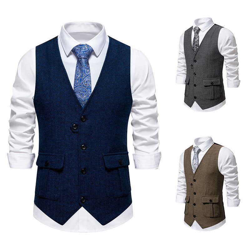 Herren elegante Weste im strukturierten Hahnentrittdesign R&B