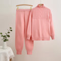 Damen gemütliches Strick-Loungewear-Set mit hohem Kragen und Rippstruktur R&B