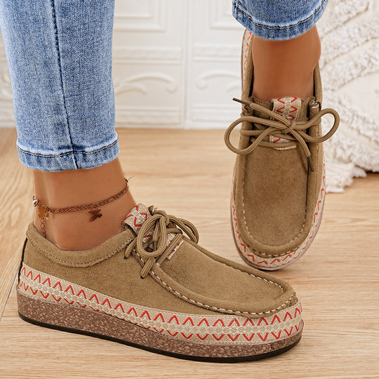 Damen Mokassins mit handgefertigtem Design und elastischen Schnürsenkeln R&B