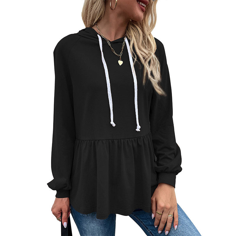 Damen lässiger Hoodie mit Rüschendetail und Kordelzug R&B