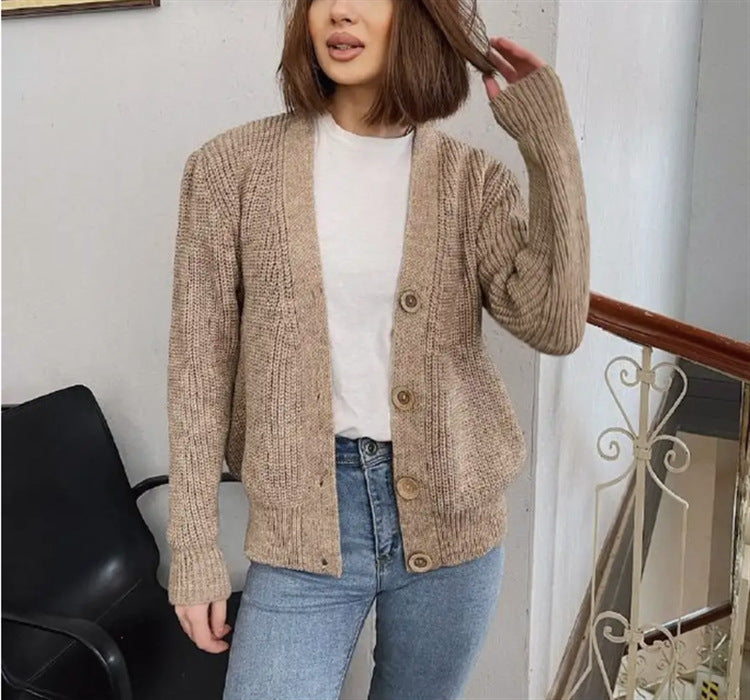 Damen Grobstrick-Cardigan mit Knöpfen R&B